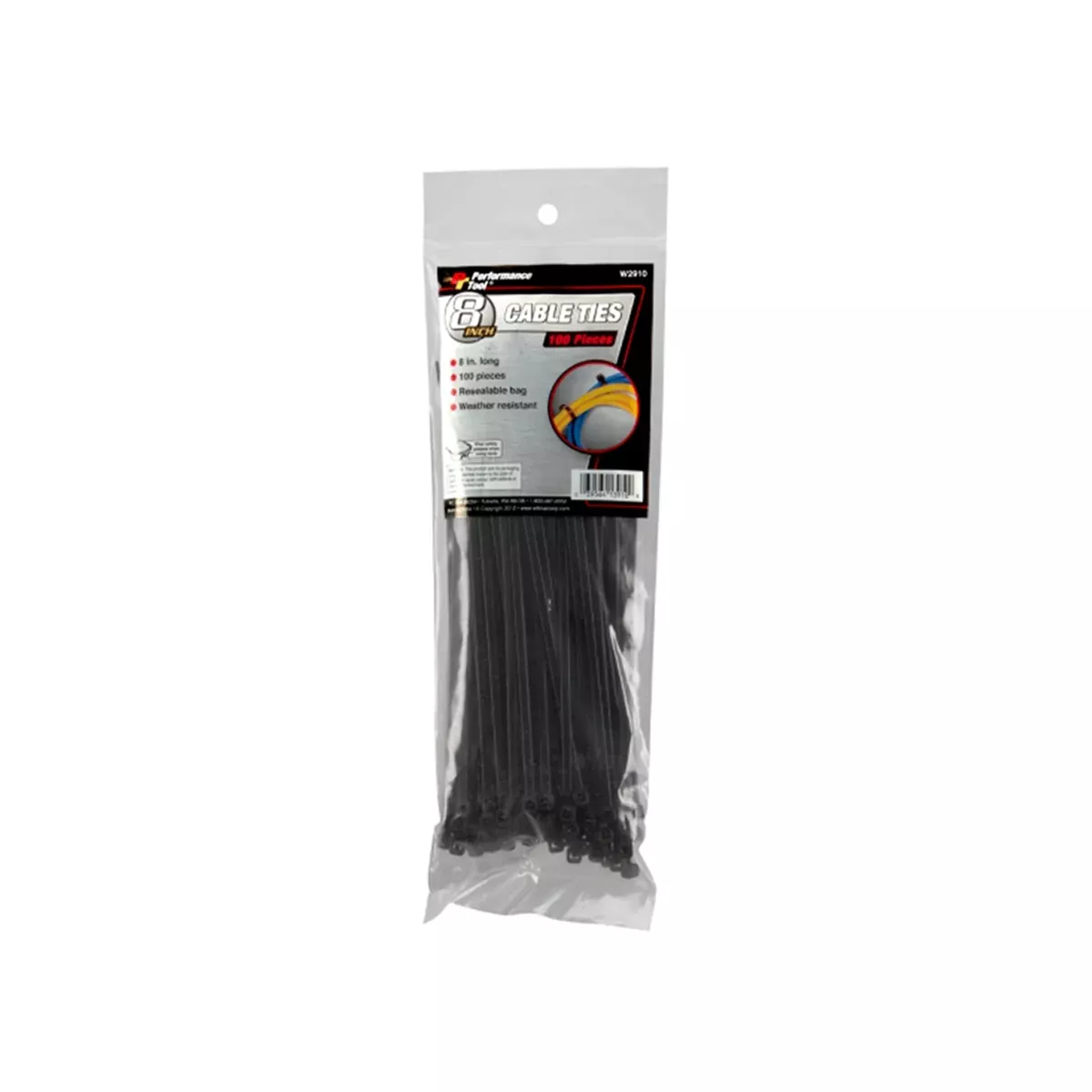 100pc 8 Cable Ties, Black WLMW2910 Wilmar Corp. / Performance Tool