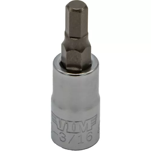 3/16" Hex Bit, Satin Chrome 1/4" Sq. Dr. Bit Holder