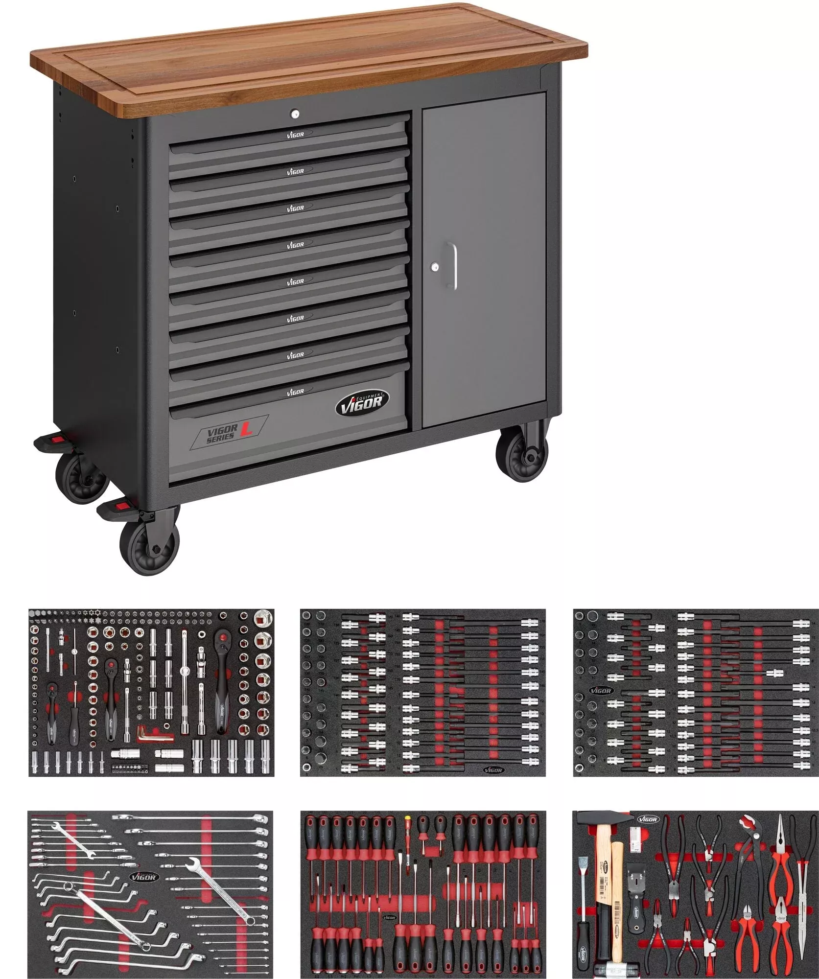 Vigor 375 Piece Mobile Work Bench Series L with Assortment V5158